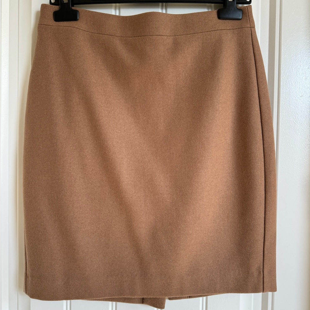 Carmel Tan Wool Pencil Skirt